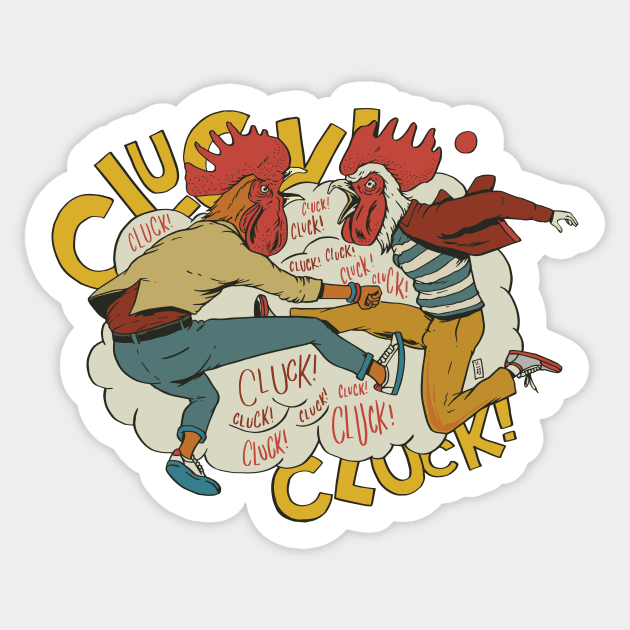 A Cluckin' Cock Fight Sticker by Thomcat23